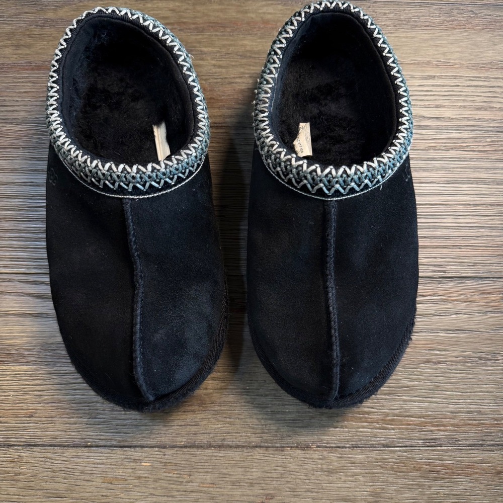 UGG Tasman Black Suede Sheepskin Lined Slip On Clog Slippers Women's 6 - Picture 2 of 12